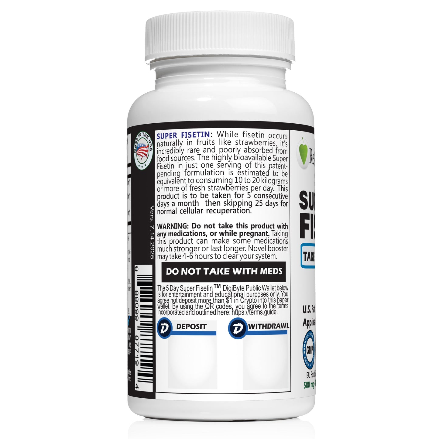 Super Fisetin 500mg - 6 Month Senolytic Supplement - Supports Cellular Health & Longevity - GMP-Certified - Destroy Zombie Cells - For Anti-Aging by RevGenetics